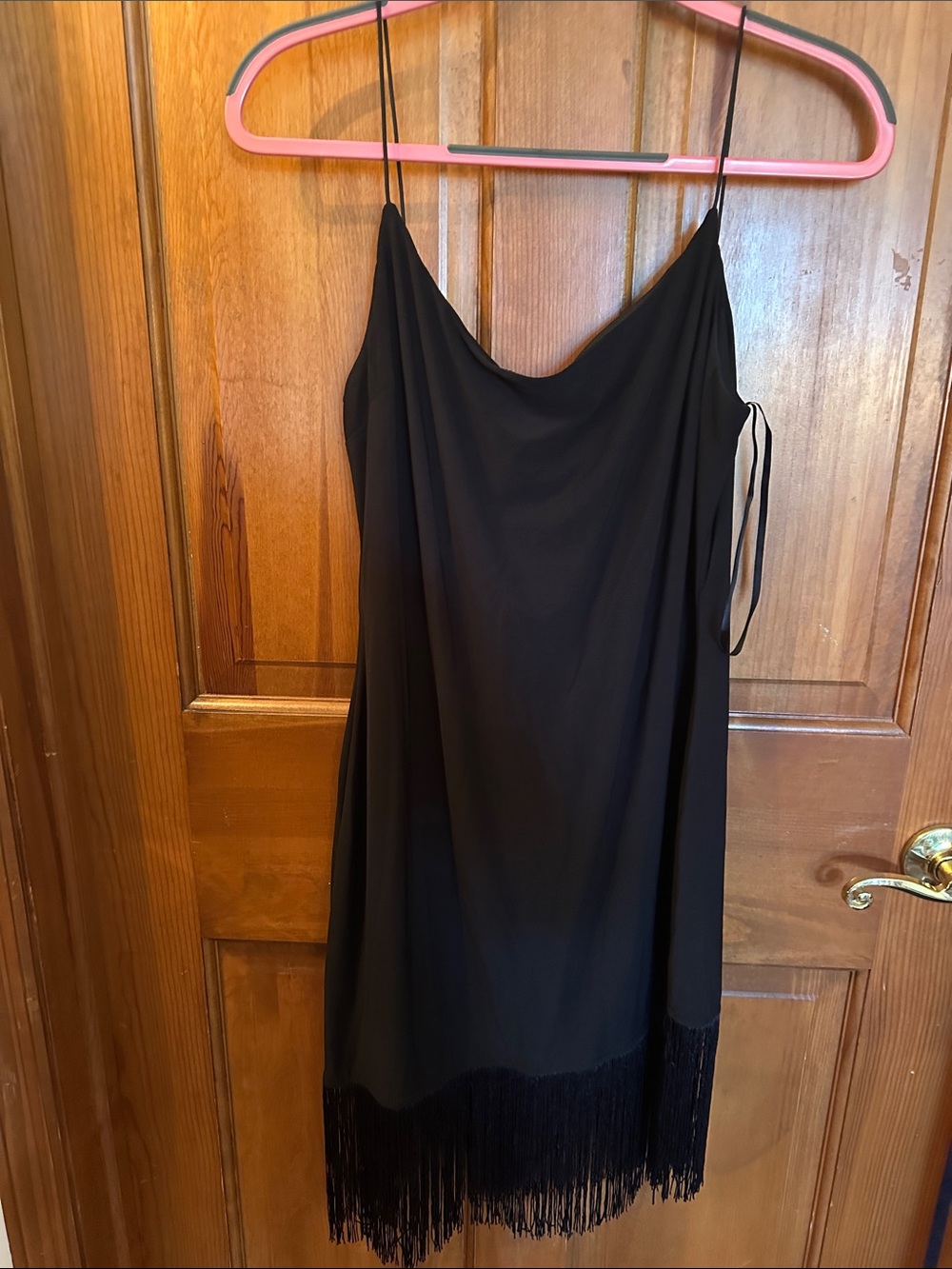 B Darlin Black Fringe Cowl Neck Mini Dress